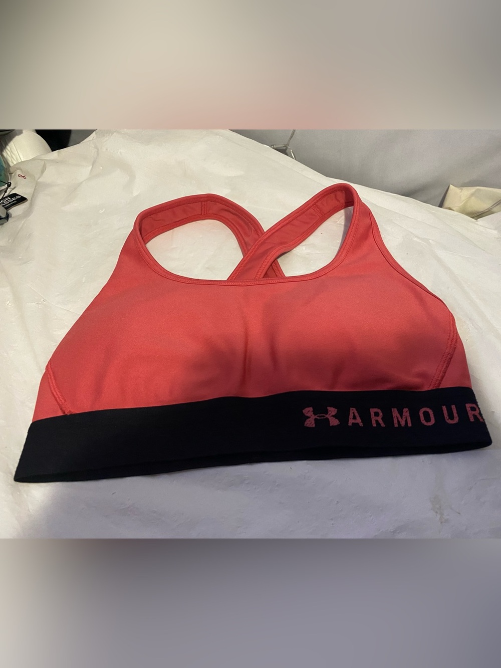 Under Armour Coral Sports Bra with Black Logo Band
